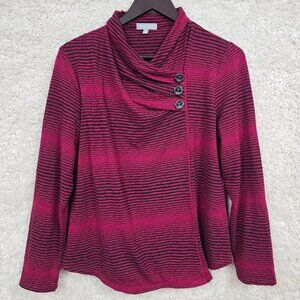 Habitat Womens Striped Cowl Neck Top Size M Pink Black Stretch‎ Artsy Casual
